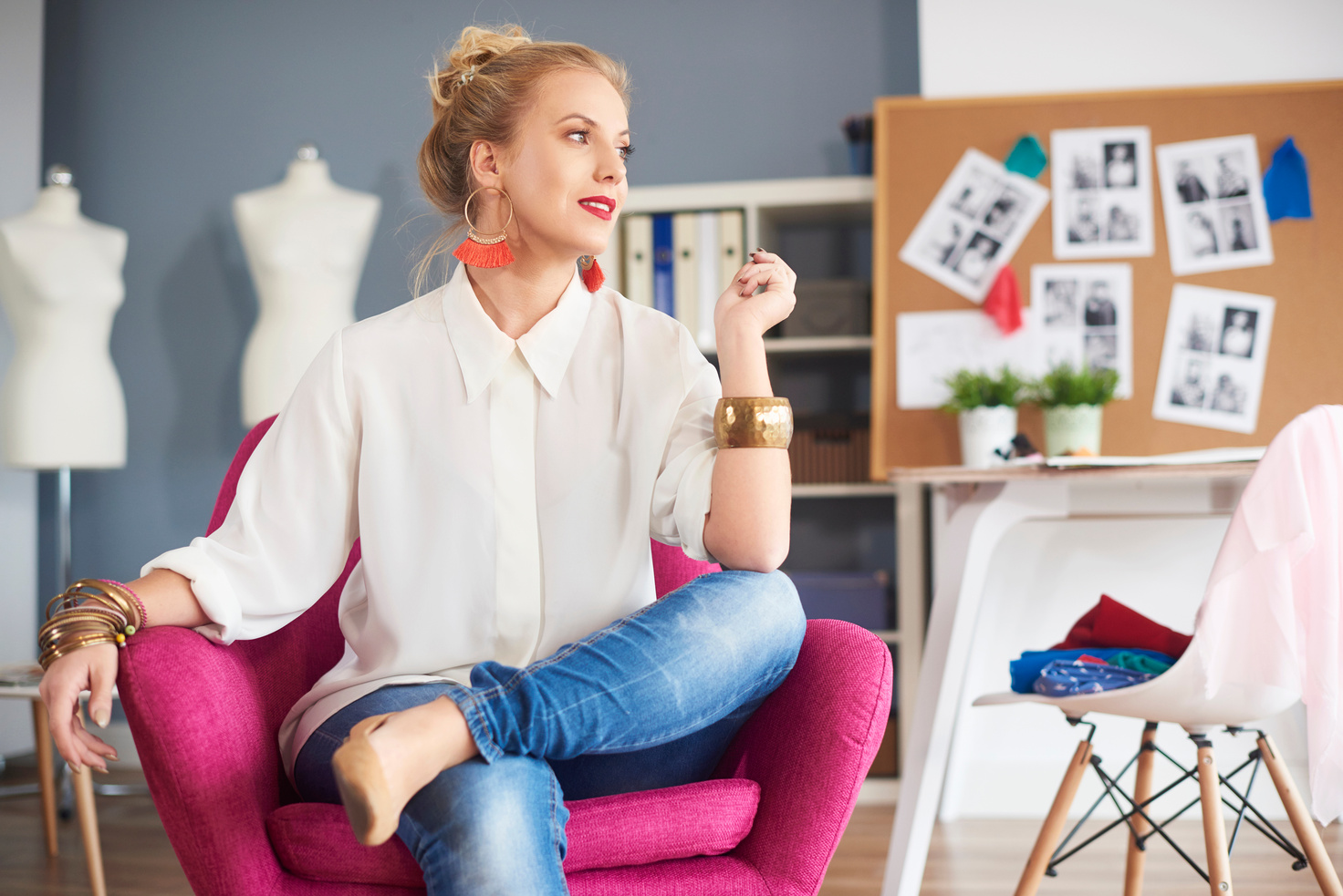 Picture of Blond Woman Hair Having a Rest